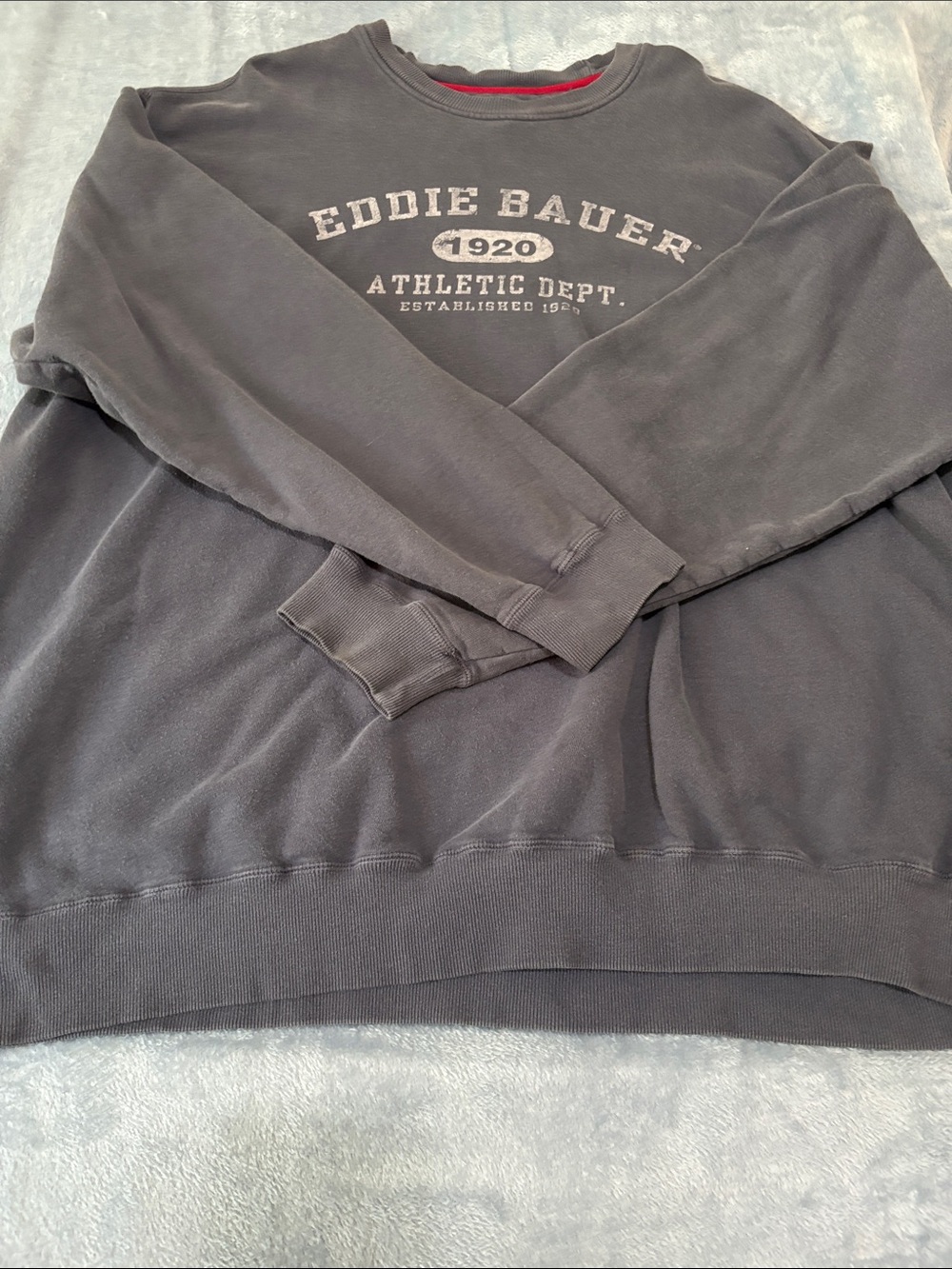Eddie Bauer Navy Crewneck Sweatshirt with Athletic Dept. Graphic - Picture 5 of 7